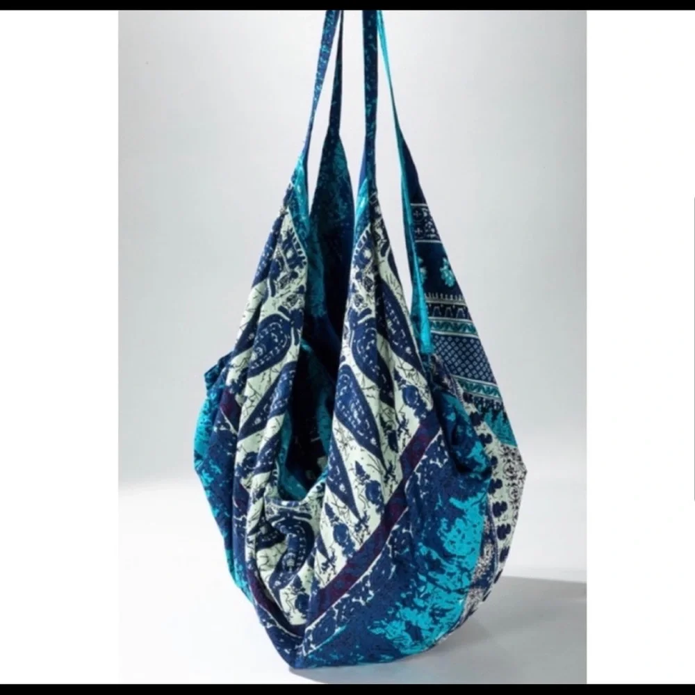 New! Ruggine Ethic Blue Print Bohemian Zipper Shoulder Bag with Pocket - Picture 4 of 8